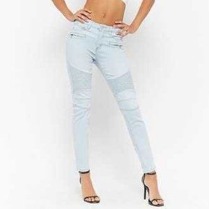 Forever 21 Moto -inspired skinny jeans light blue